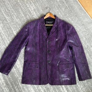 Custom made purple men’s leather jacket, fits size L